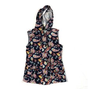 LEVI'S Women's XS Paisley Floral Hooded Utility Vest Sleeveless Jacket Cotton